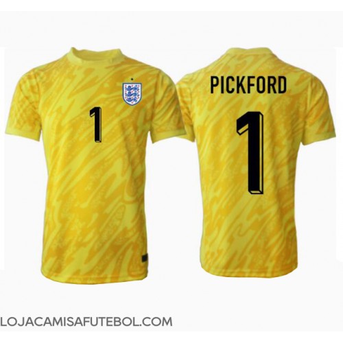 Camisa de Futebol Inglaterra Jordan Pickford #1 Goleiro Equipamento Secundário Europeu 2024 Manga Curta